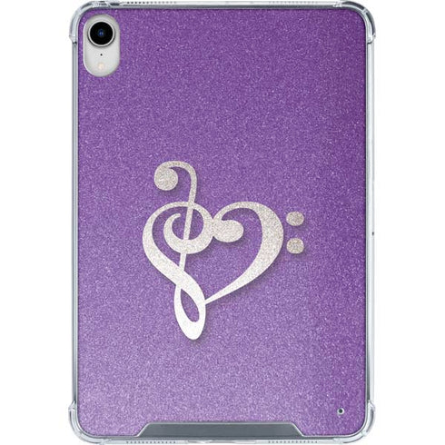Purple Glitter Musical Heart iPad 11th Gen (2025) Clear Case