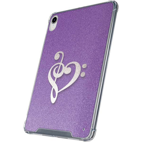 Purple Glitter Musical Heart iPad 11th Gen (2025) Clear Case
