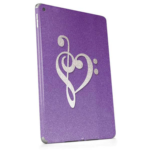 Purple Glitter Musical Heart Apple iPad Skin