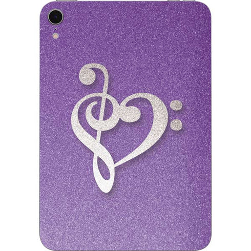 Purple Glitter Musical Heart Apple iPad Mini Skin
