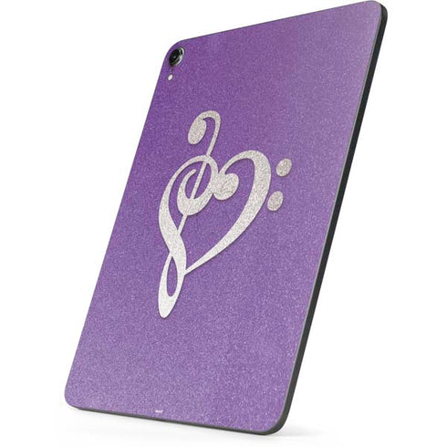 Purple Glitter Musical Heart Apple iPad Pro Skin