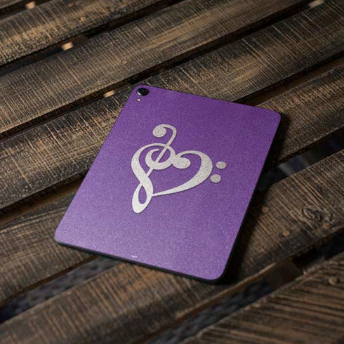 Purple Glitter Musical Heart Apple iPad Pro Skin