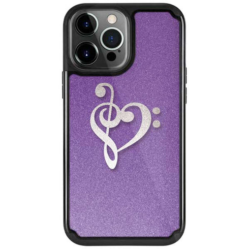 Purple Glitter Musical Heart iPhone Cases