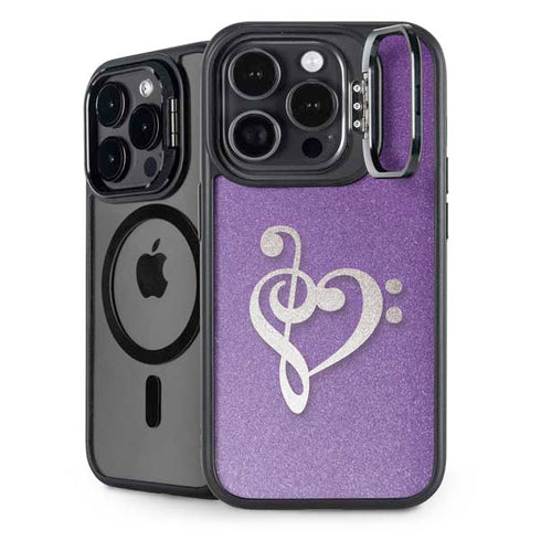 Purple Glitter Musical Heart iPhone Cases