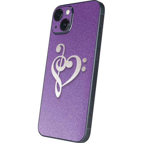 Purple Glitter Musical Heart iPhone Skins