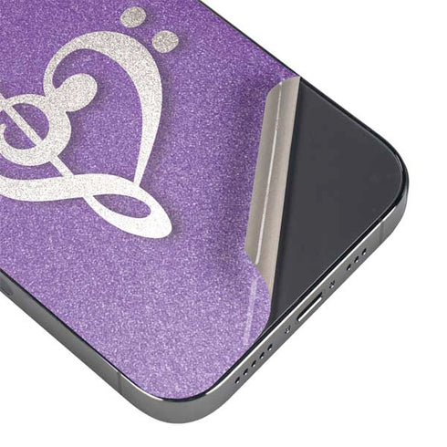 Purple Glitter Musical Heart iPhone 15 Pro Max Skin