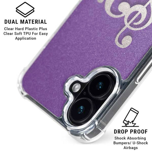 Purple Glitter Musical Heart iPhone 16 MagSafe Case