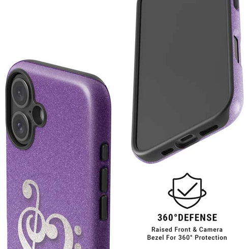 Purple Glitter Musical Heart iPhone 16 Plus Magsafe Impact Case