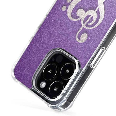Purple Glitter Musical Heart iPhone 16 Pro MagSafe Case