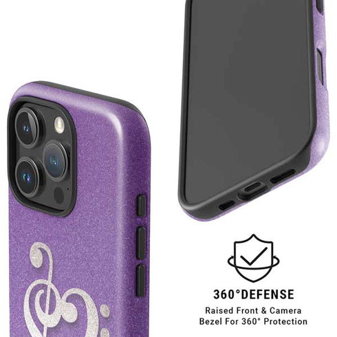 Purple Glitter Musical Heart iPhone 16 Pro Magsafe Impact Case