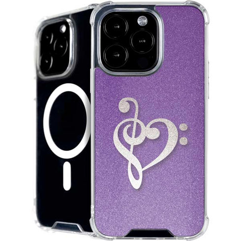 Purple Glitter Musical Heart iPhone 16 Pro Max MagSafe Case