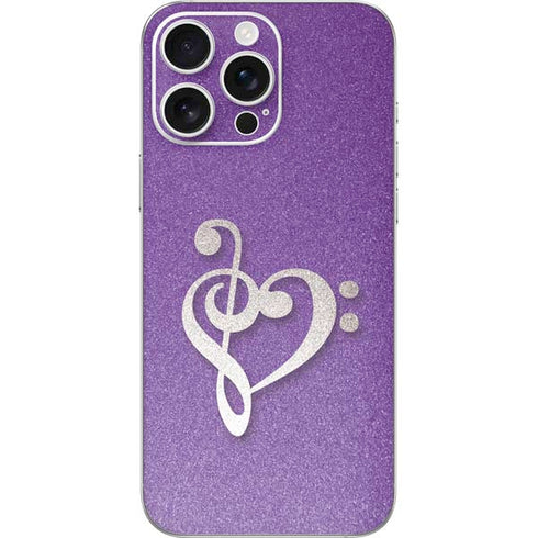 Purple Glitter Musical Heart iPhone 16 Pro Max Skin