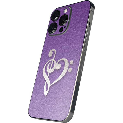 Purple Glitter Musical Heart iPhone 16 Pro Max Skin