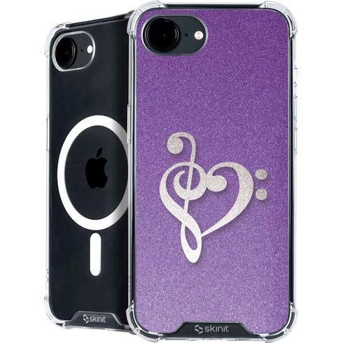Purple Glitter Musical Heart iPhone 16e MagSafe Case