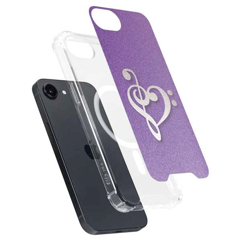 Purple Glitter Musical Heart iPhone 16e MagSafe Case
