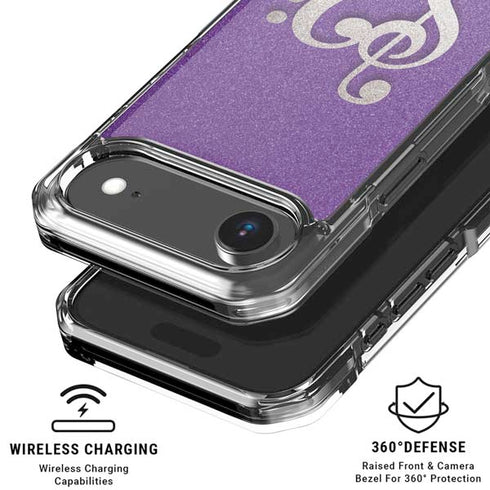 Purple Glitter Musical Heart iPhone 17 Air Clear Case