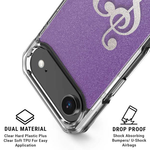 Purple Glitter Musical Heart iPhone 17 Air Clear Case
