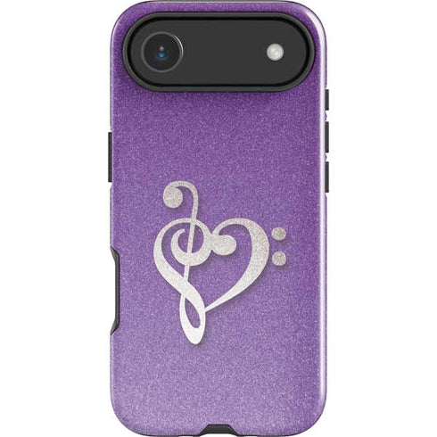 Purple Glitter Musical Heart iPhone 17 Air Impact Case