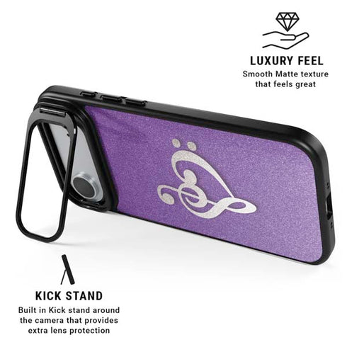 Purple Glitter Musical Heart iPhone 17 Air Kickstand Case