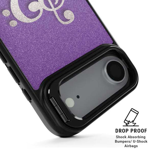 Purple Glitter Musical Heart iPhone 17 Air Kickstand Case
