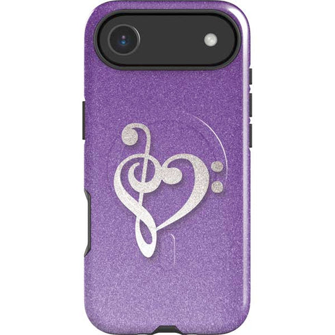 Purple Glitter Musical Heart iPhone 17 Air Magsafe Impact Case