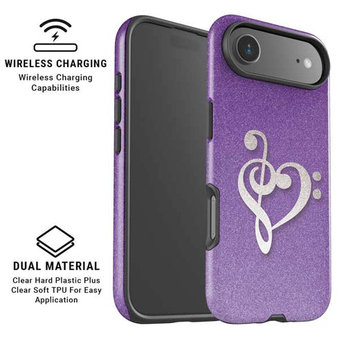 Purple Glitter Musical Heart iPhone 17 Air Magsafe Impact Case