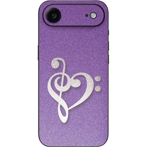 Purple Glitter Musical Heart iPhone 17 Air Skin