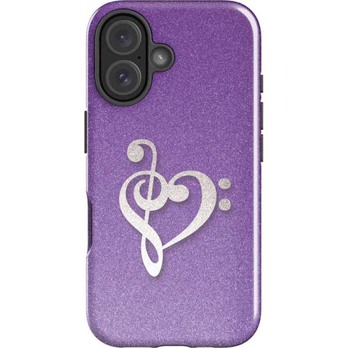 Purple Glitter Musical Heart iPhone 17 Impact Case