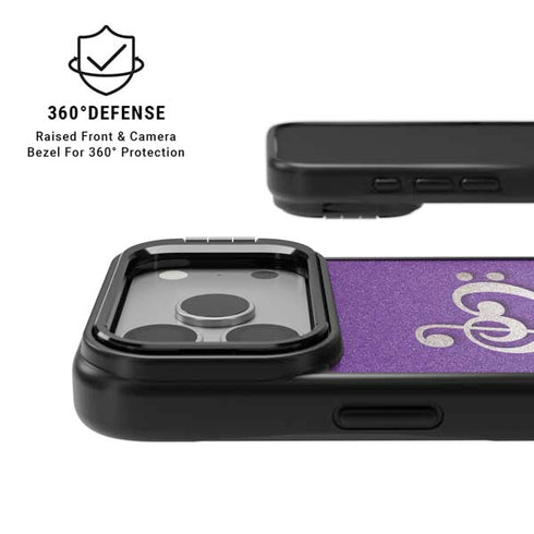 Purple Glitter Musical Heart iPhone 17 Pro Kickstand Case
