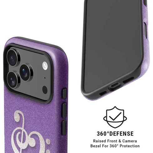 Purple Glitter Musical Heart iPhone 17 Pro Magsafe Impact Case