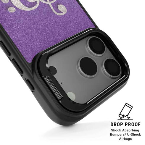 Purple Glitter Musical Heart iPhone 17 Pro Max Kickstand Case
