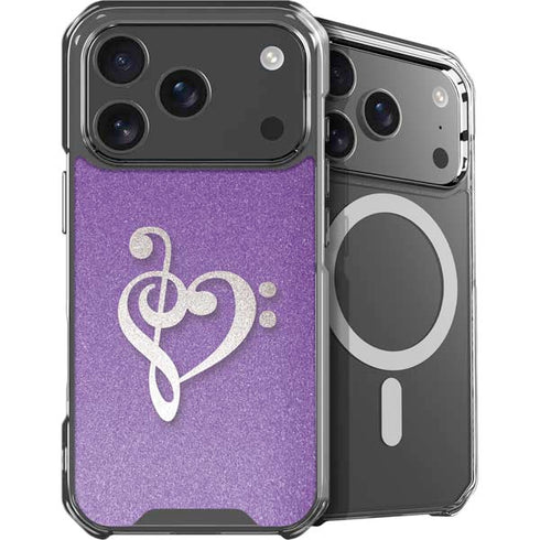 Purple Glitter Musical Heart iPhone 17 Pro Max MagSafe Case