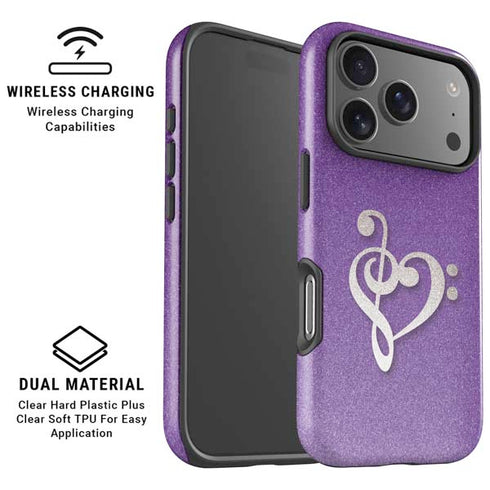 Purple Glitter Musical Heart iPhone 17 Pro Max Magsafe Impact Case