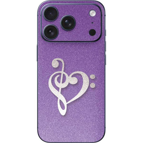 Purple Glitter Musical Heart iPhone 17 Pro Max Skin