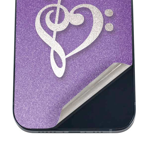 Purple Glitter Musical Heart iPhone 17 Skin