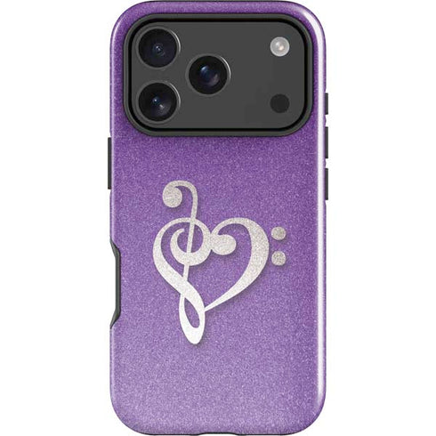 Purple Glitter Musical Heart iPhone 18 Pro Max Impact Case