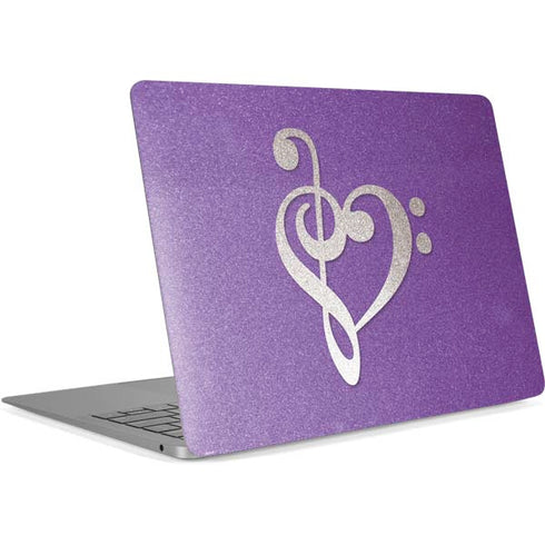 Purple Glitter Musical Heart Apple MacBook Air Skin