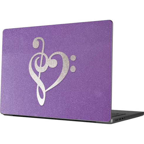 Purple Glitter Musical Heart Apple MacBook Pro 14-inch Skin