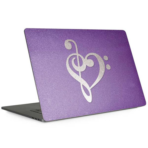 Purple Glitter Musical Heart MacBook Skins
