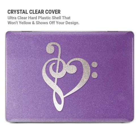 Purple Glitter Musical Heart MacBook Cases