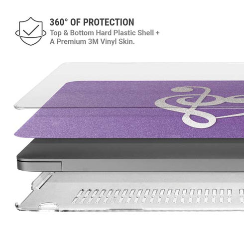 Purple Glitter Musical Heart MacBook Cases