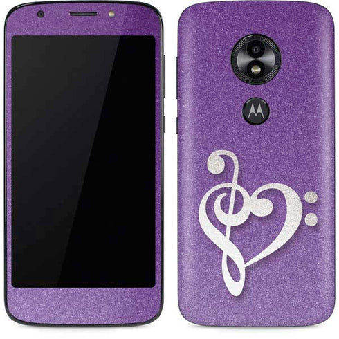 Purple Glitter Musical Heart Moto E5 Play Skin