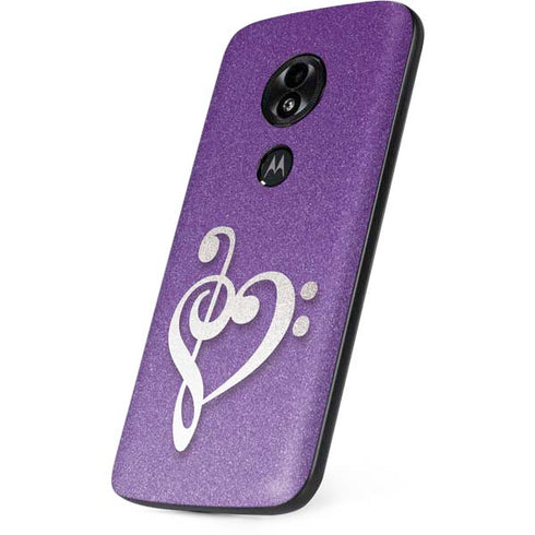 Purple Glitter Musical Heart Moto E5 Play Skin