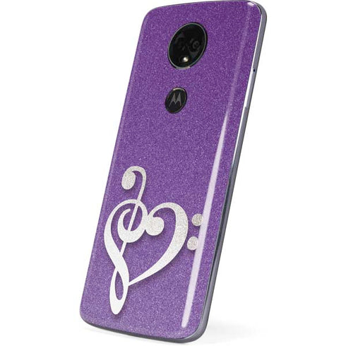 Purple Glitter Musical Heart Moto E5 Plus Skin