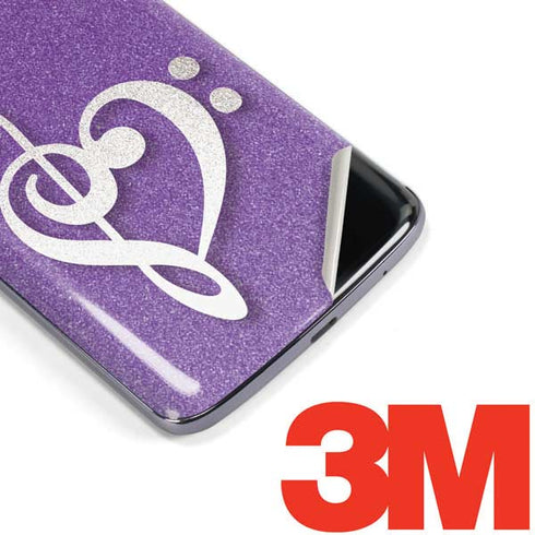 Purple Glitter Musical Heart Moto E5 Plus Skin