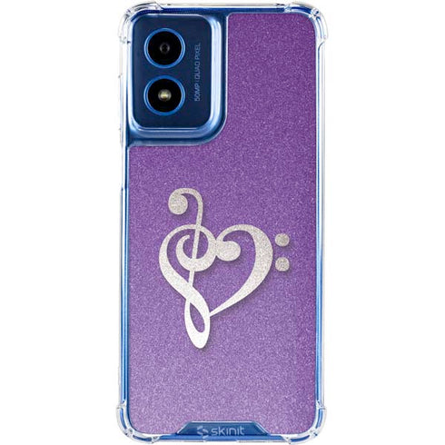 Purple Glitter Musical Heart Moto G 5G (2024) Clear Case
