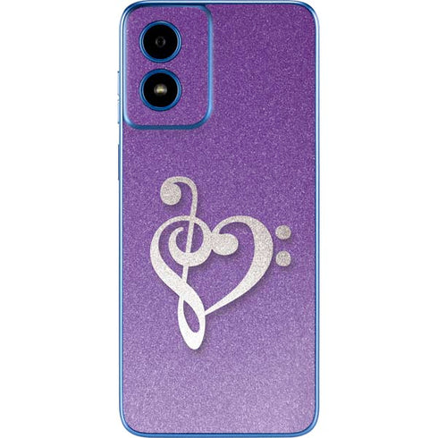 Purple Glitter Musical Heart Moto G Play 4G (2024) Skin
