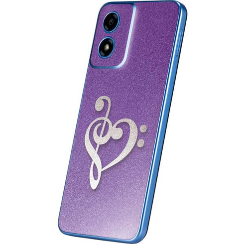 Purple Glitter Musical Heart Moto G Play 4G (2024) Skin