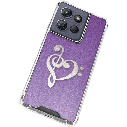 Purple Glitter Musical Heart Moto G Play 5G (2025) Clear Case