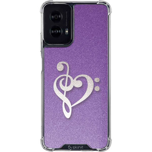 Purple Glitter Musical Heart Moto G Power 5G (2024) Clear Case